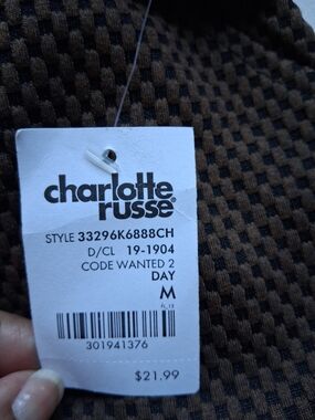 Charlotte Russe Brown Patterned Knit Skirt With Zipper - Brown/Black